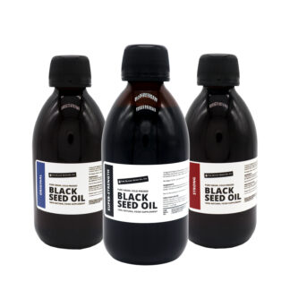 BLACK SEED OIL STARTER PACK - 3X 100ML GLASS BOTTLES - ORIGINAL - STRONG - SUPER STRENGTH (EXTRA STRONG) - 300ML TOTAL - 100% PURE COLD PRESSED AND NATURAL - HIGH THYMOQUINONE CONTENT