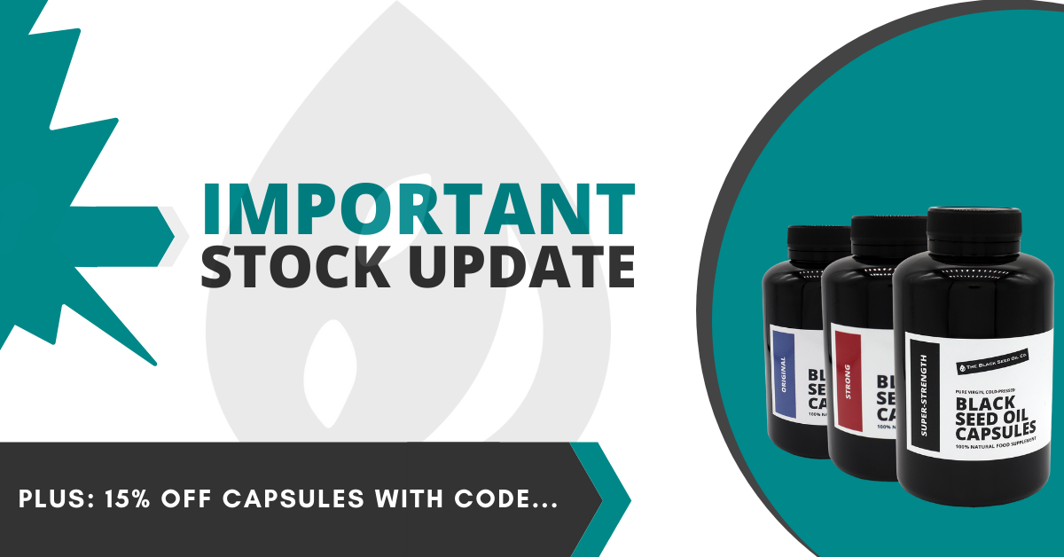 Capsule Stock Update Plus: 15% OFF BLACK SEED OIL CAPSULES WITH CODE